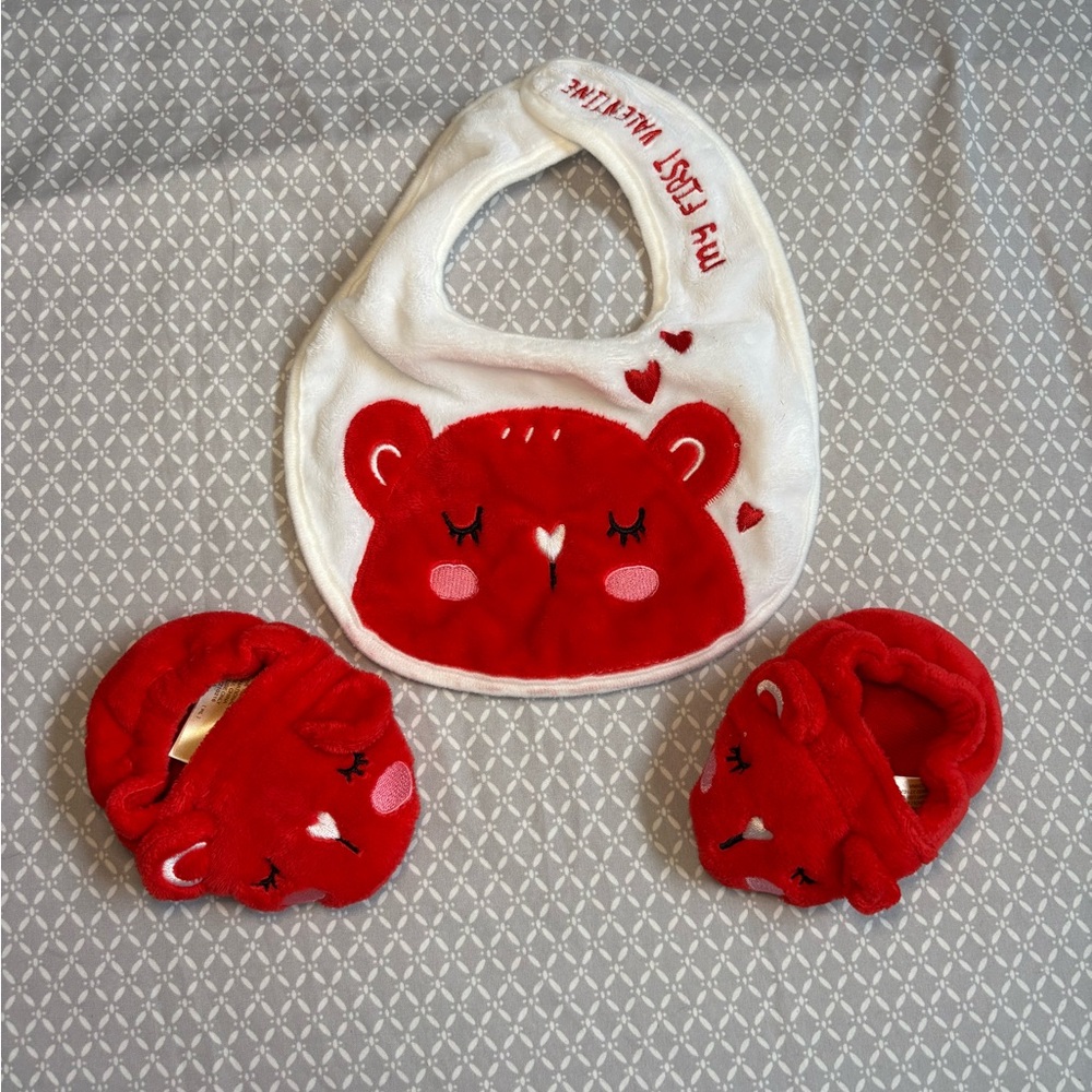 Baby’s First Valentine’s Day Bib and Booties